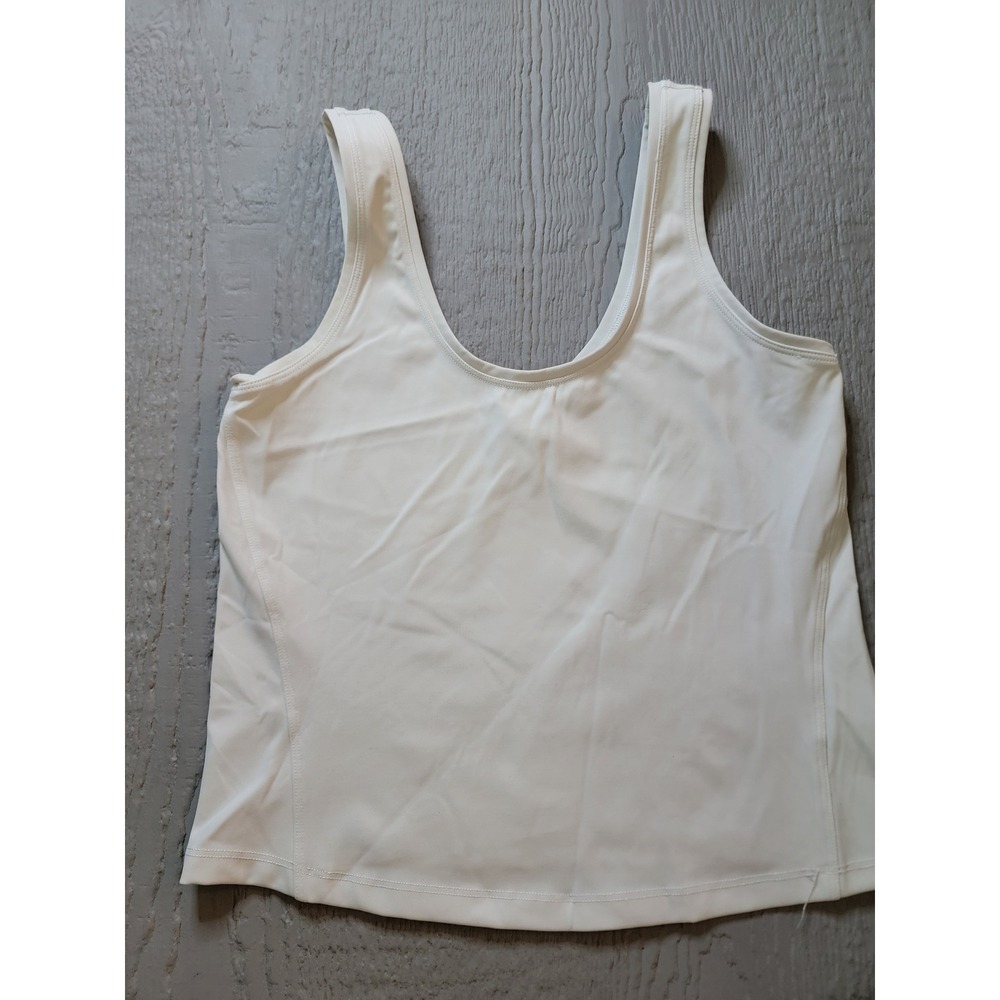 ♡Spanx Active Tank Top‎ White Scoop Neck Sleeveless Workout Shirt Small